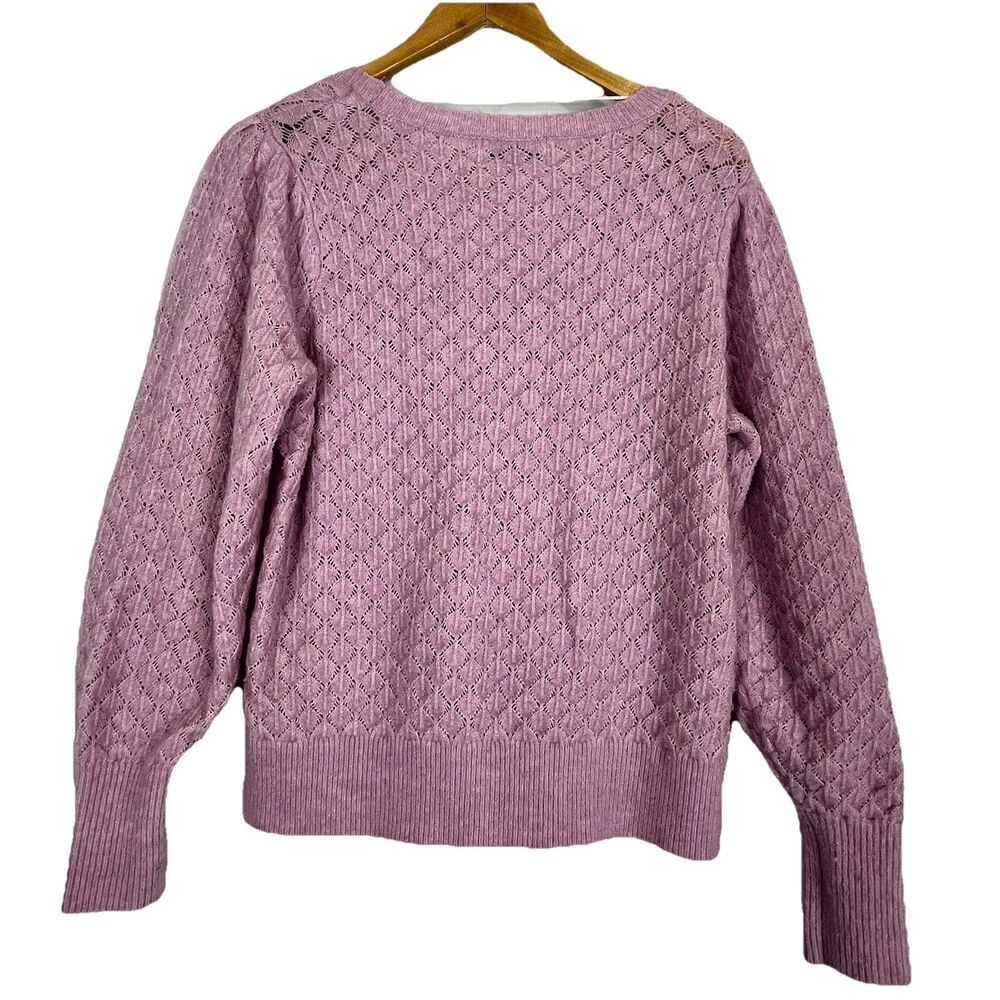 Old Navy Wool Blend Knit Sweater Women L Lavender Soft Textured Pullover - Picture 3 of 11